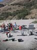 A rafting group enjoying their beach campsite